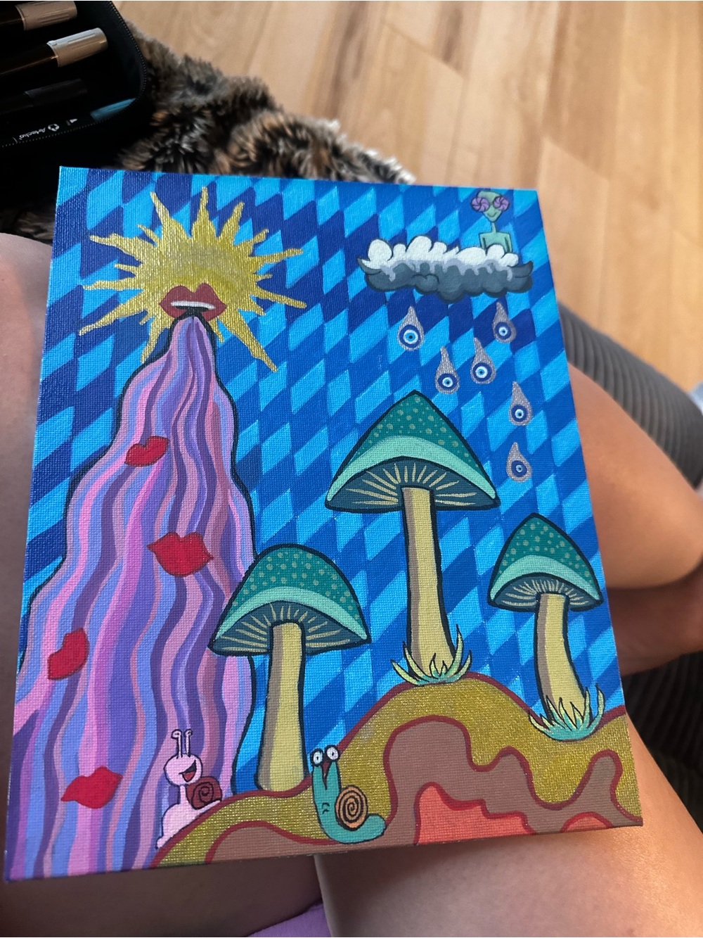 Original hand painted Psychedelic Mushroom Canvas Art